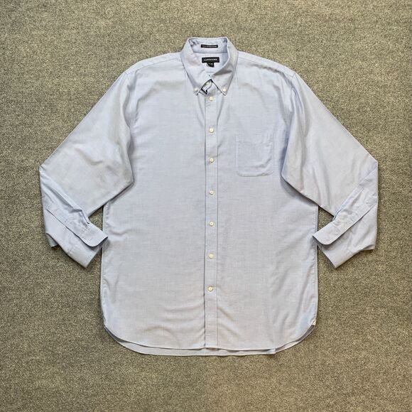 Lands End Shirt Mens 17 Tall Blue Bell Supima No Iron Oxford Button Down Classic - Picture 2 of 9